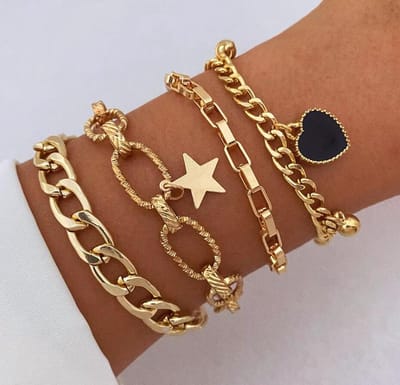 Sorprese Armband - Celestial Love - Goudkleurig - Armband Dames - 4-Delige Armbandenset - Cadeau - Model U