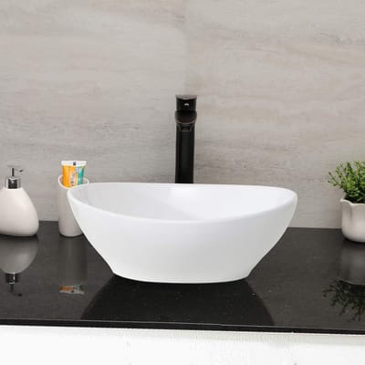 Ovale Wastafel Keramiek Wit - Compacte Opzetkom voor Badkamer of Toilet