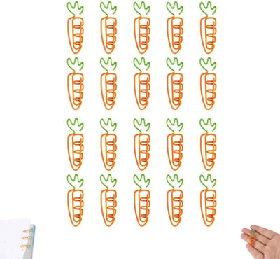 20 stuks - Paperclips - Wortelvormige paperclips - Metalen bladwijzers - Mappen met cartoonwortelmotief - Praktische kantoorartikelen - Metalen mappen - Geschikt voor het ordenen en archiveren van documenten, notities en foto's