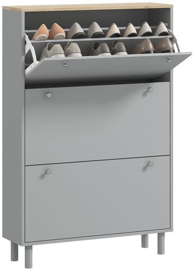 HOMCOM Klapbare schoenenkast 80x23,5x121cm Spaanplaat Grijs