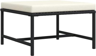 Modulaire Voetenbank - Buiten Poef - Terras Ontspanning - Verwijderbare Kussen - 60x60x32 cm - Zwart