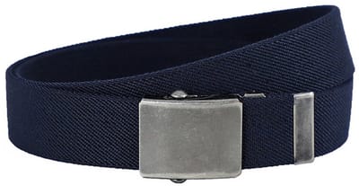 Landley Elastische Canvas Riem met Metalen Schuifgesp - Stretch - Koppelriem - Dames / Heren - Unisex - Blauw - Lengte totaal 100 cm / Riemmaat 85