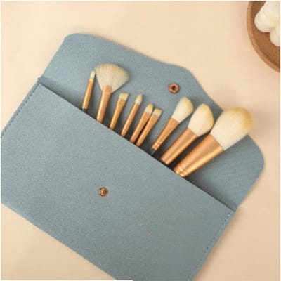 12-delige Make-up Borstelset met PU Tas, Professionele Borstels voor Blush, Foundation en Oogschaduw met Schoonmaakkom en Lippenborstel