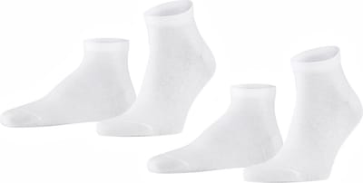 FALKE Happy 2-Pack kort eenkleurig katoen multipack sneakersokken enkelsokken heren wit - maat 43-46