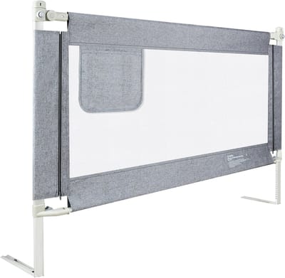Bedhekje 150 cm, in hoogte verstelbaar, voor kinderbedden, volwassenbedden en alle matrassen, massief houten bedden, Grey NAIZY