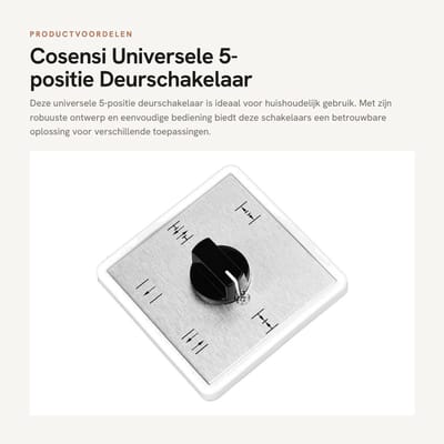 Dailygoods - Universele 5-positie Deurschakelaar met Draaischakelaar