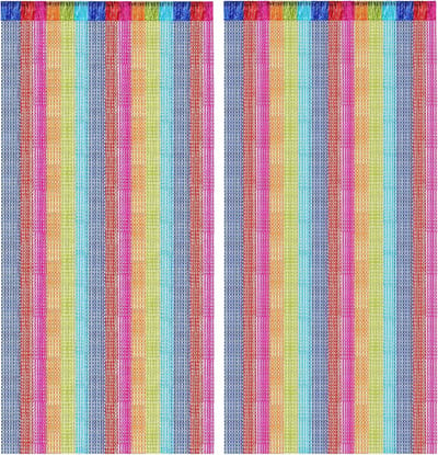 Vliegengordijn, terrasdeur, deurgordijn met franjes, 100 x 200 cm, meerkleurig, draadgordijn, scheidingswand, raamgordijn voor eetkamer, slaapkamer, bruiloft, 2 stuks