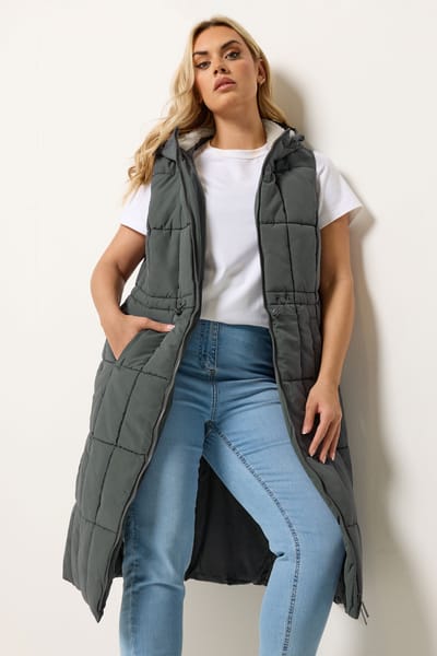 Yours Grey Midi Gilet Size 58-60