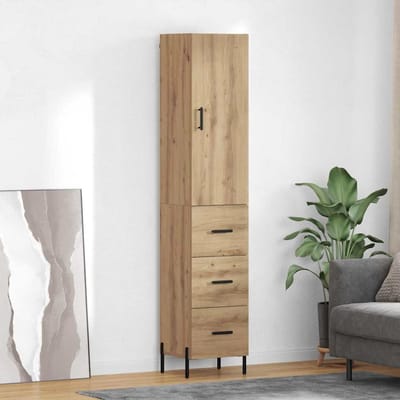 vidaXL - Highboard - Artisan - Eiken - 34,5 - x - 34 - x - 180 - cm - Bewerkt - hout
