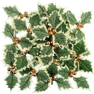 20 Pièces Baies de Houx Artificielles avec Feuilles Vertes DIY Couronne de Noël Fleur de Mariage Cadeaux Décorations de Fête Noël Nouvel An