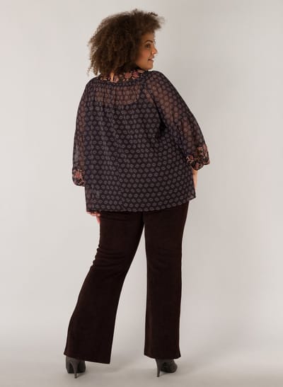 YESTA Djaira Blouse - Black/Multi-Colour - maat 2(50)