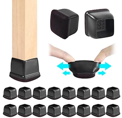 Beschermdoppen voor stoelpoten en tafelpootbescherming - Vilt en rubber voor harde vloeren - Zwart, 28-35 mm, 16 stuks