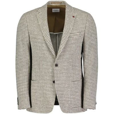 Roy Robson Colbert Cotton Blend Pied-de-Poule Licht Bruin / male
