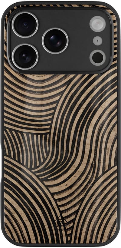 Casimoda® hoesje - Geschikt voor iPhone 17 Pro Max - Ebony Waves - Luxe Hard Case Zwart - Backcover telefoonhoesje - Zwart