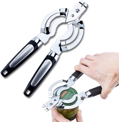 Flesopener - bieropener - kurkentrekker - Multifunctionele flesopener - Bierflesopener voor mensen met artritis - Roestvrij staal - Zwart