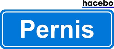 Hacebo - Plaatsnaam Sticker - 29x10 CM - Pernis sticker - Verkeersborden sticker - grappige cadeaus - Pernis