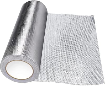 Dailygoods- Hittebeschermingsmat zelfklevend 60 x 300 cm - Gealuminiseerde Isolatiefolie - Glasvezelmat - Hittebestendig - Reflecterend - Voor auto/motorfiets/keuken/badkamer