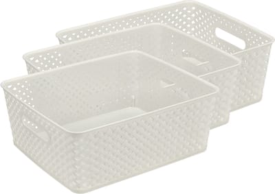 Rieten Opbergmand Set van 3 – ±12 Liter per Mand - Opbergdoos voor Speelgoed Kinderkamer – Keukenkast Organizer – Kledingkast Organizer – Opbergbox – 35,3 × 29,5 × 13,3 cm
