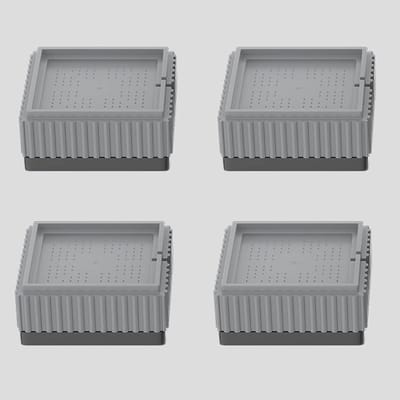Universele trillingsdempende voetjes - 4x Vierkante Meubelverhoger - Tafelpoot Meubel Stapelbaar Wasmachine Verhoger Grijs antislipstabilisatoren voor wasmachines en meubels (3,3 cm (1,3 inch), grijs)