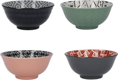 KitchenCraft 4 Keramische Kommen in Geschenkverpakking - Ideaal Voor Roomijs Soep en Meer 'Designed For Life' Designs