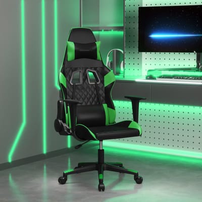 vidaXL - Gamestoel - kunstleer - zwart - en - groen