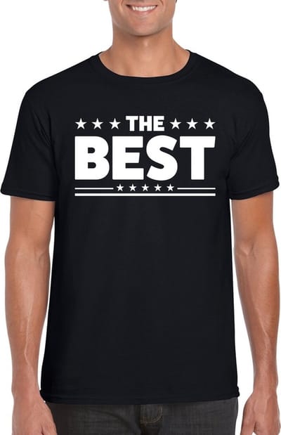 The Best print t-shirt - zwart - voor heren - feestkleding - De beste - superman - katoen - foute party - carnaval S