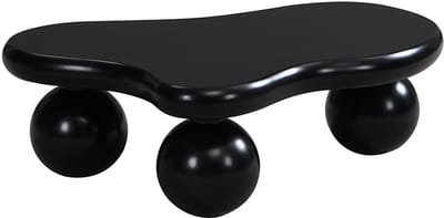 MODFU Zwarte Salontafel Wolkenvorm met LED-verlichting – 16 Kleuren, Ronde Poten, Modern voor Woonkamer en Kinderkamer