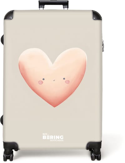 NoBoringSuitcases.com® - Koffer groot - Reiskoffer lichtgewicht - Hart in pastel kleuren - Rolkoffer met 4 wielen - Grote trolley XL - 98 liter bagage