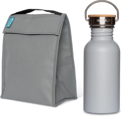 Retulp - Voordeel pakket Drinkfles + Koeltas - Waterfles - Lunchzak - Grijs - Set van 2