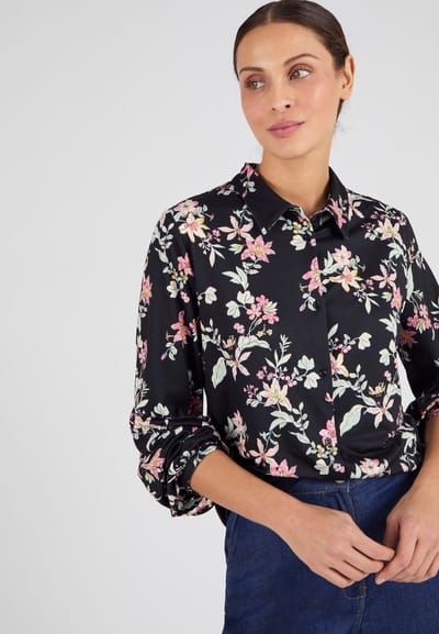 Damart - Overhemdblouse van warm tricot - Dames - Zwart - XS