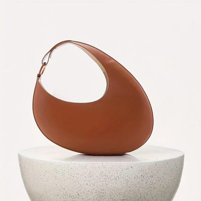 Niche Design ovale schoudertas minimalistische hobo tas voor dames stijlvolle effen handtas brown