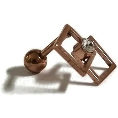 Aramat Jewels | Piercings | Rosékleurige Piercing Piercing - oorpiercing | Dubbele-vierkant-15x10mm | |10mm | Staal | Volwassenen | Verkleurd niet