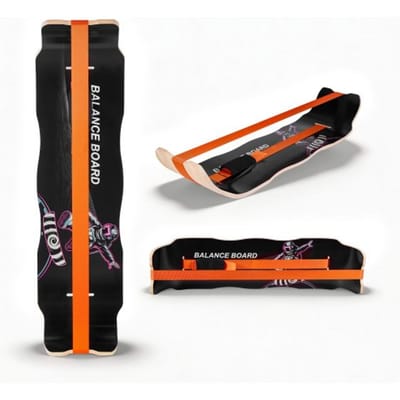 VEVOR Balance Board voor volwassenen (107 cm), wiebelplank, draagvermogen tot 200 kg, gebogen balanstrainingsapparaat met band voor core-oefeningen, staande oefeningen, thuisgym, yoga, oranje/zwart