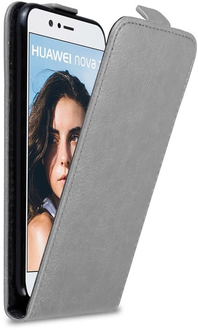 Cadorabo Hoesje geschikt voor Huawei NOVA 2 in TITANIUM GRIJS - Beschermhoes in flip design Case Cover met magnetische sluiting