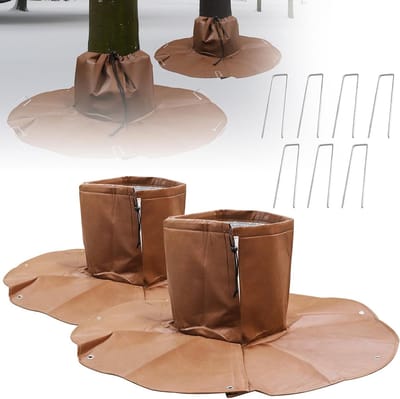 Palmwortelbescherming voor Planten en Bomen tot 34 cm Diameter, Winterbescherming met Dubbele Isolatie, Diameter 100 cm, 100 g/m², Bruin, Ideaal voor Tuin en Buitengebruik