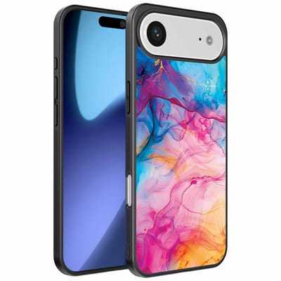 Geschikt voor iPhone Air Telefoonhoesje met Regenboog Acryl Marmer Opdruk - TPU Backcover Case Rainbow Acrylic Marble Design - Smartphonica geschikt voor iPhone 17 Air