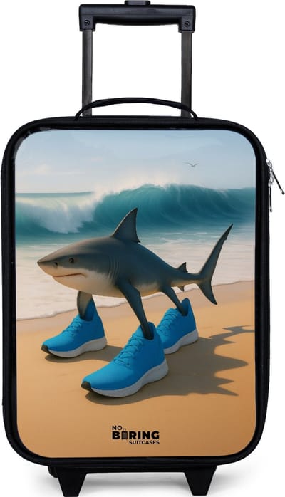 NoBoringSuitcases.com® - Kinderkoffer jongen - Kindertrolley meisje - Tralalero tralala - Koffer kind lichtgewicht - Reiskoffer trolley voor kinderen - Koffertje met lichtgevende wieltjes - Rolkoffer zwart