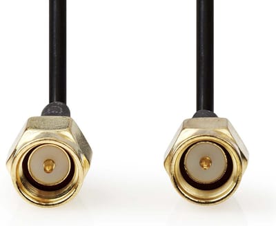 Nedis Antennekabel - SMA Male - SMA Male - Verguld - 50 Ohm - Enkelvoudig Afgeschermd - 1.00 m - Rond - PVC - Zwart - Label