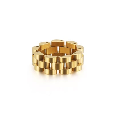 Schakel Ring | Ring Mannen | Presidente Ring | 8 mm | Staal | Goudkleurig | Schakelring Mannen | Cadeau voor Man | Pin Remover | Cadeau voor Vrouw |