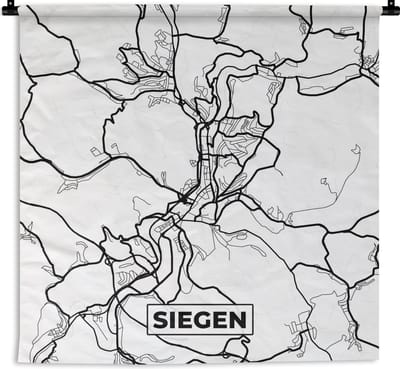 Wandkleed - Wanddoek - Siegen - Kaart - Plattegrond - Stadskaart - 180x180 cm - Wandtapijt