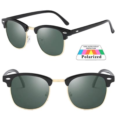 Fako Sunglasses® - Club Style Zonnebril - Polariserend - Dames - Heren - Zwart/Goud - Donkergroen