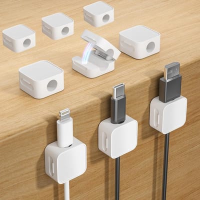 Oneay 9-pack - Magnetische kabelklemmen, kabelorganizer, kabelhouder voor nachtkastje, thuiskantoor, autotelefoonwand