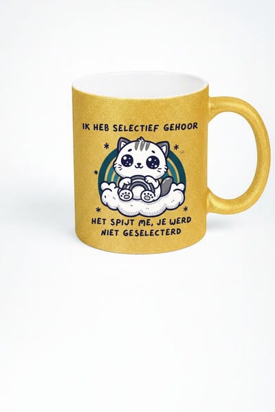 Grappige Koffiemok "Selectief Gehoor" - Ideaal Cadeau voor Koffieliefhebbers
