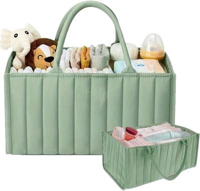 Luier Organizer - Baby Opberger - Babyverzorging Thuis - Waterdichte Voering - 36x14x36cm - Lichtgroen