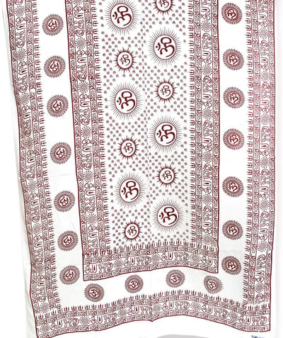 Meditatie omslagdoek met mantra Om, XL, 220 x 106 cm, wit