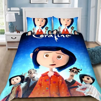Dekbedovertrek Kussensloop Beddengoedset Horrorfilm C-Coralines Jongen Meisje Slaapkamerdecoratie Kindergeschenk Eenpersoons Tweepersoons Groot Formaat 155x220cm&set