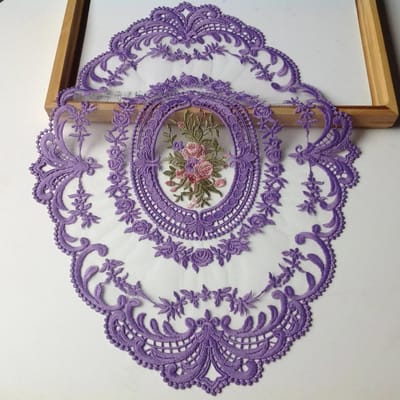 Nieuwste Ovalen Kant Borduur Tafel Placemat Kerst Pads Doek Placemat Beker Koffie Thee Onderzetter Doilies Keukentafel Decoratie 30cmx43cm