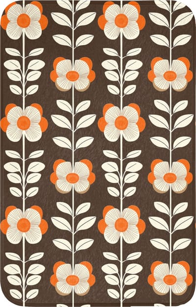 WC mat 50x80 cm - Antislip - Bloemen - Retro - Bruin - Toiletmat - Vloermat - Douchemat - Toilet tapijt - Toiletmatten