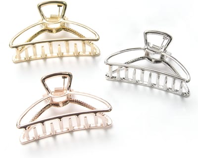 Somstyle Luxe Haarklem Set - 3 Stuks - Haarclips Groot - Bananenklem - Haarspeld - Haarklemmen Dames - Goud, Roze & Zilver