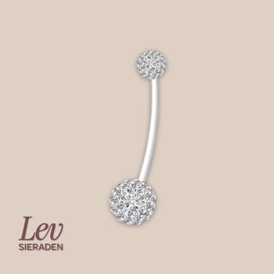 Lev Sieraden - 1.6x38mm zwangerschaps piercing - Crystal ball - transparante zirkonia - UV acryl piercing - PTFE/Bioplast/Bioflex